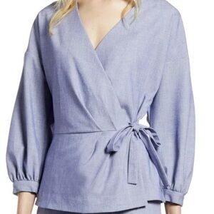 NWOT Halogen Chambray Shirt Jacket Chambray Blue SP